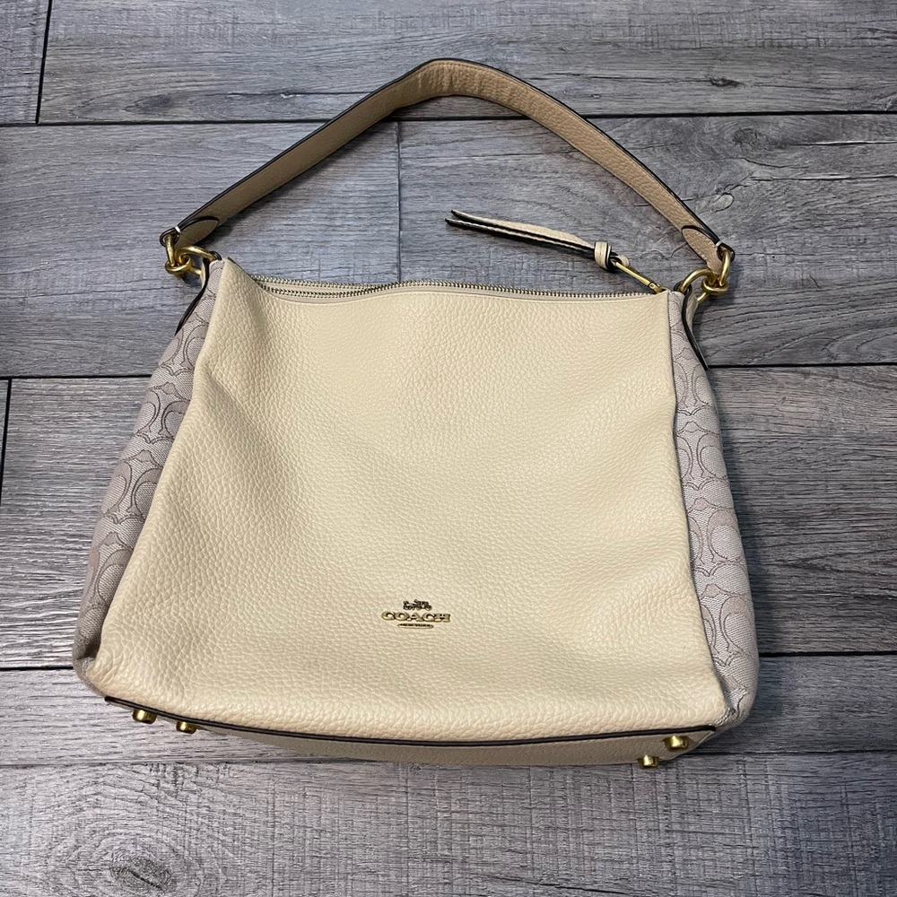 Coach Cream and Tan Hobo shoulder Bag